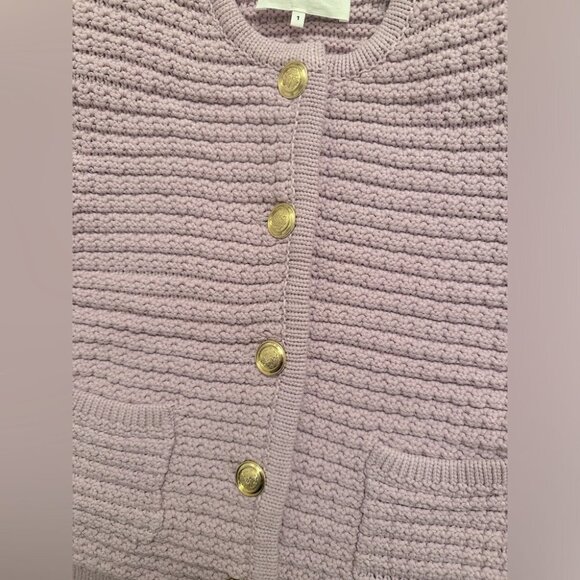 NEW Ba&sh Bash Gaspard Tweed Cardigan Jacket In Purple Lilac | size 1 / S - Picture 9 of 12